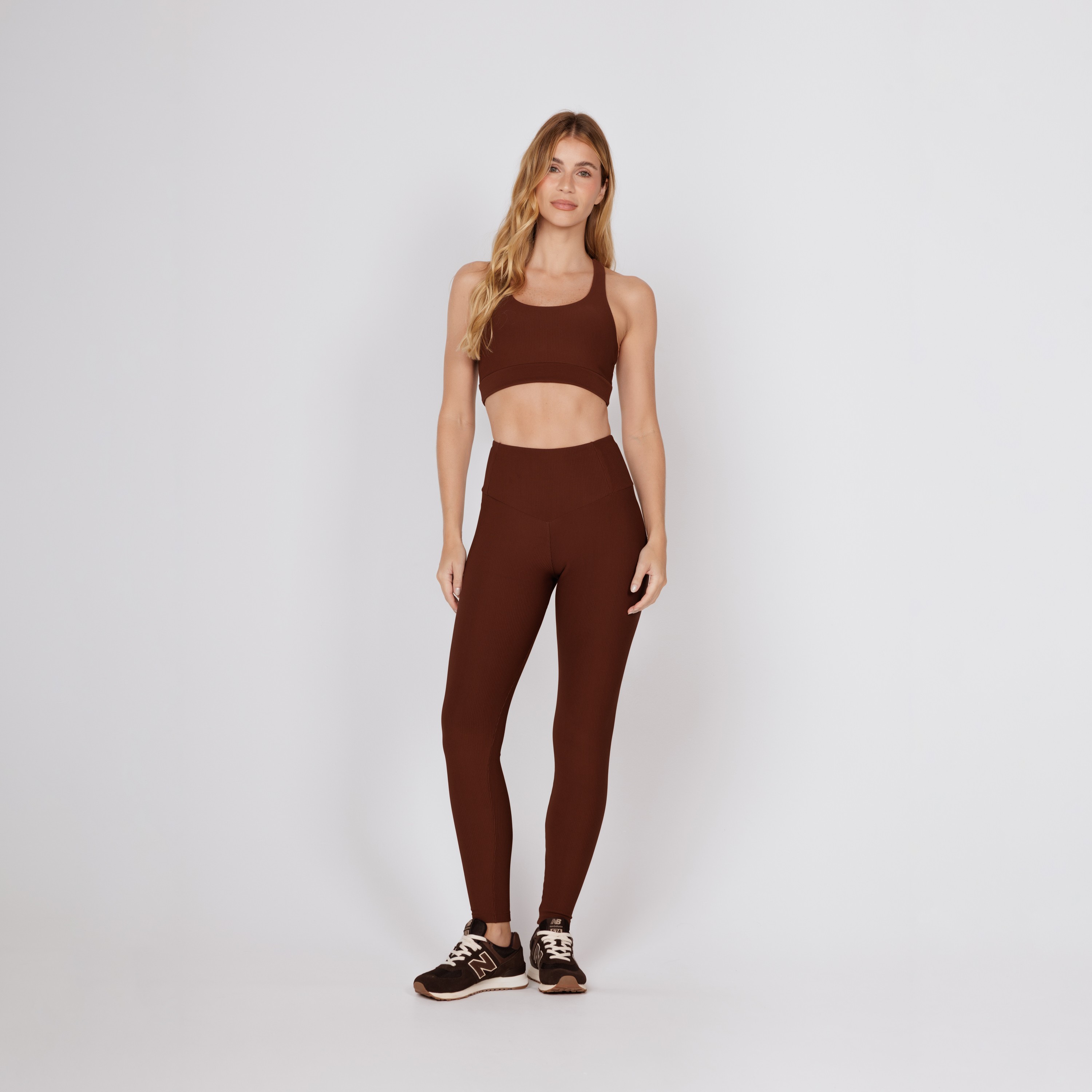 Legging Canelada Marrom Cacau Essential