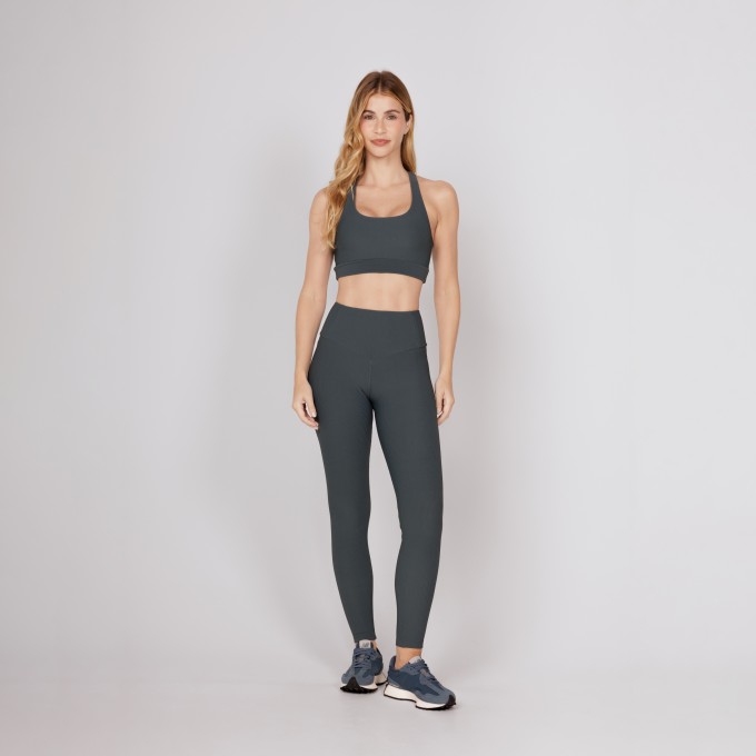 Legging Canelada Cinza Azulado Essential