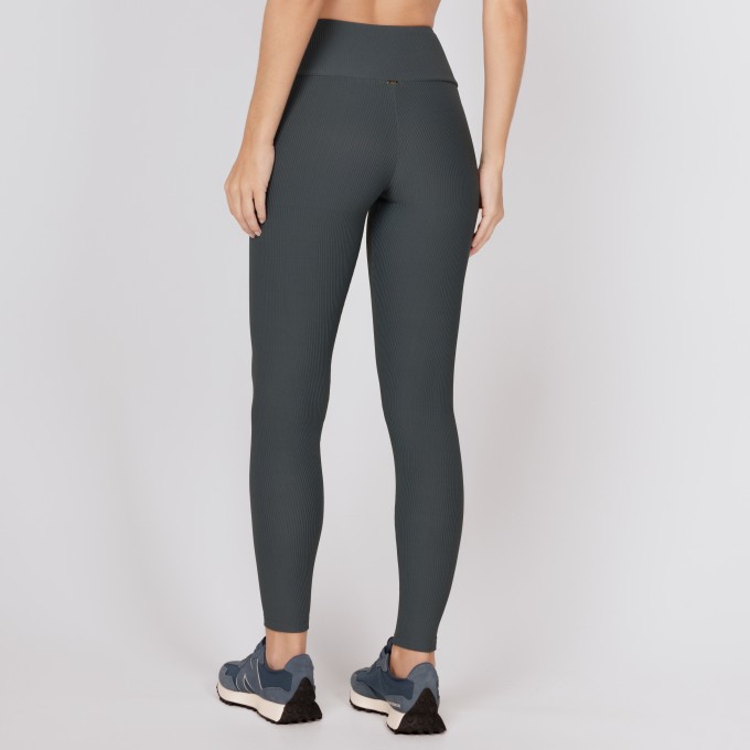 Legging Canelada Cinza Azulado Essential