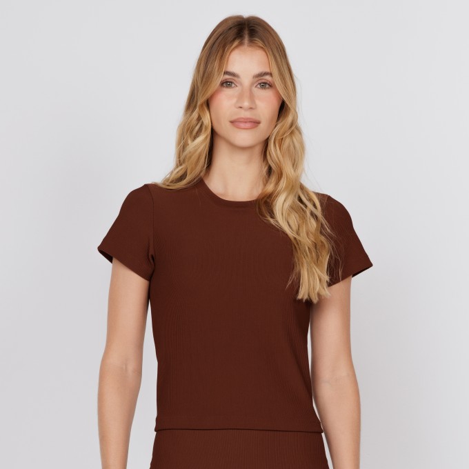 Blusa Canelada Marrom Cacau Essential